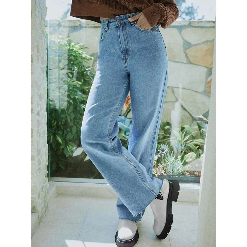 Women High Waist Wide Jeans Lady Baggy Oversized Denim Pants Streetwear Straight Leg Classic Casual Brown Long Trouser