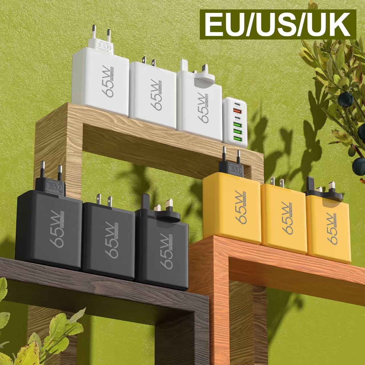 Multiple Ports 6 Block 4 USB And 2 Type-C 65W Port Charging Adapter Wall Charger Plug Fast