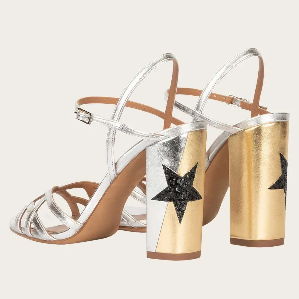 Plus Size Round Block Women Open Toe High Heels Thin Strap Thick Heel Fashion Sandals Casual Shoes