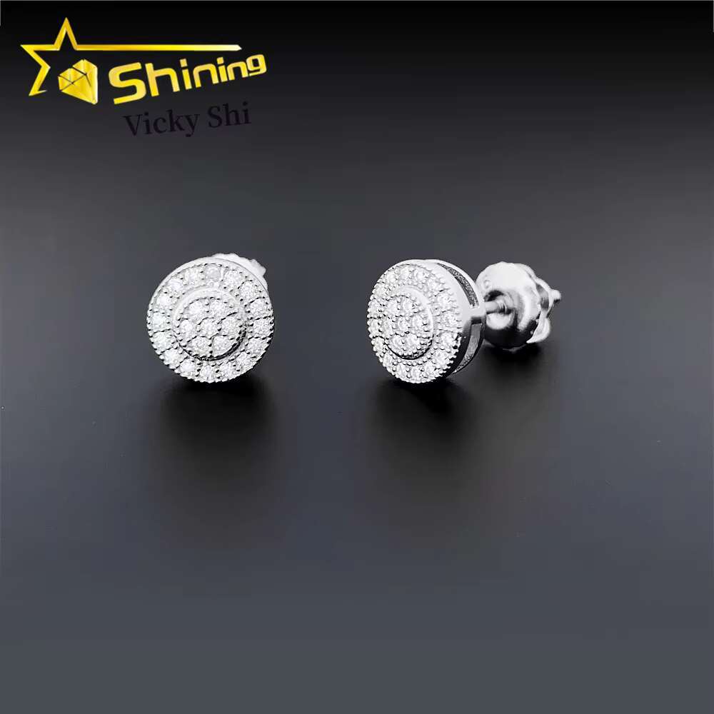 Wholesale Price Hip Hop Earrings Pass Diamond Tester Vvs Moissanite Screw Back 925 Sterling Silver Stud Earrings