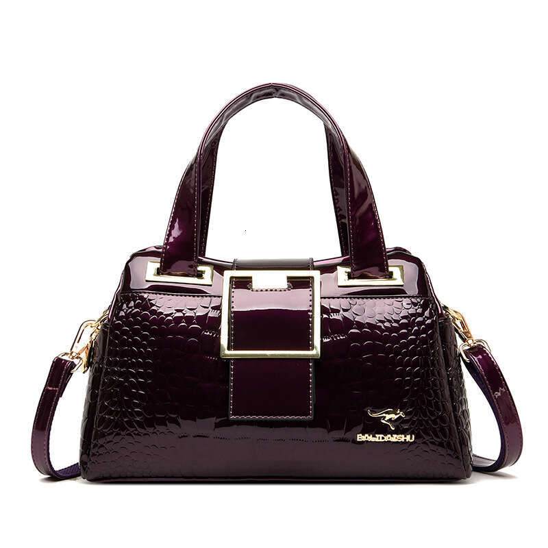 designer Women's bag Baquing Kangaroo Bag with Crocodile Pattern, Middle aged Mom's Crossbody High end Women's New Bag, Bright and Matu