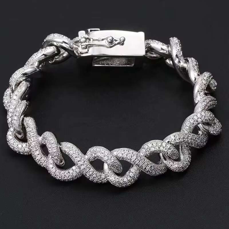 Authentic Zircon Luxury Fork Cuban Link Chain Ice Bracelet for Men Hip Hop Jewelry