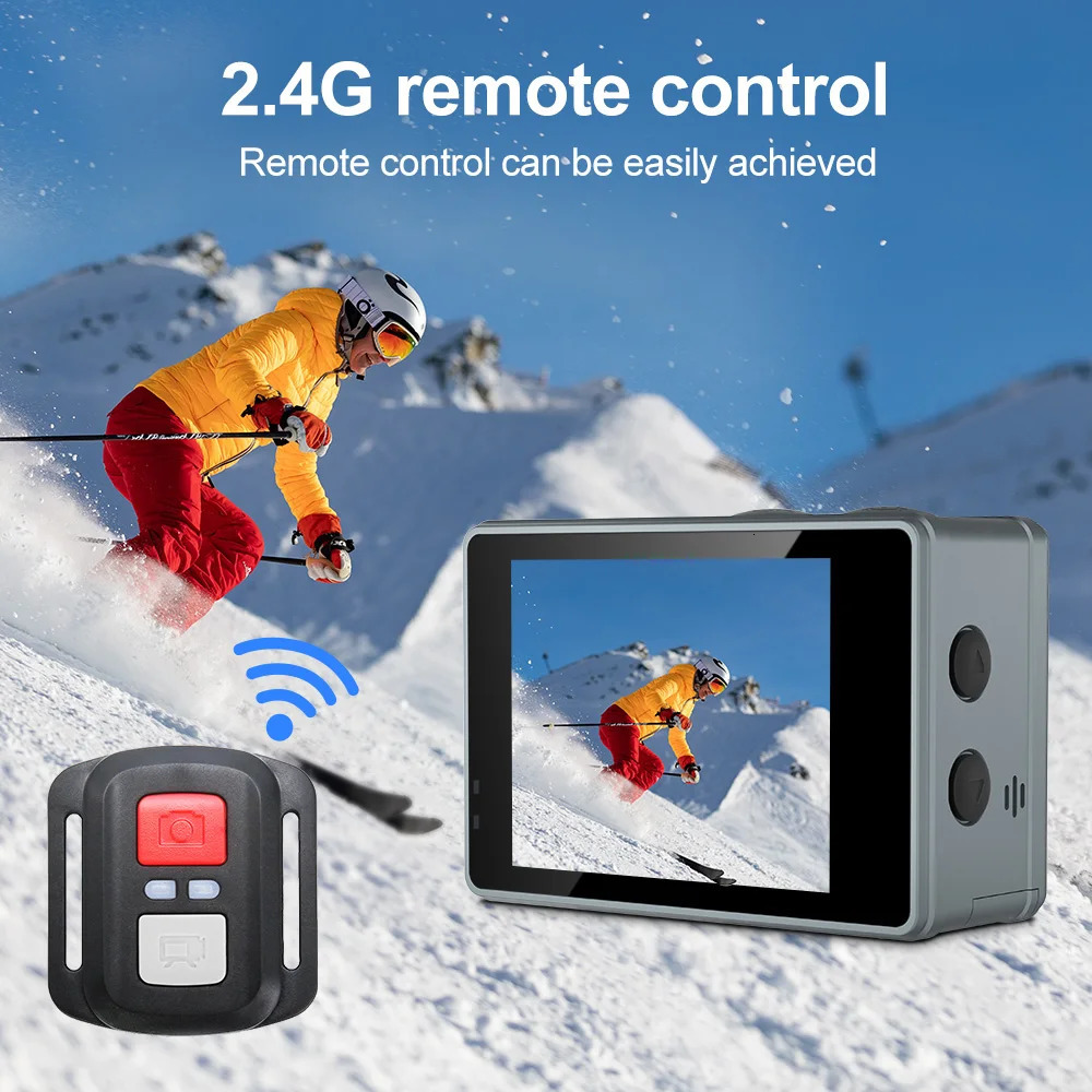 5K Action Camera 4K60FPS Dual IPS Touch LCD WiFi 170 ° 30M Waterproof 5X Zoom Shockproof Sports Camera with Remote Control 250425