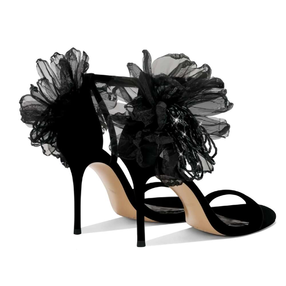 Quality Shoes Sexy Heels Flower High Heel Sandal Buckle Ankle Strap Sandals Fashion Party Women Shoe