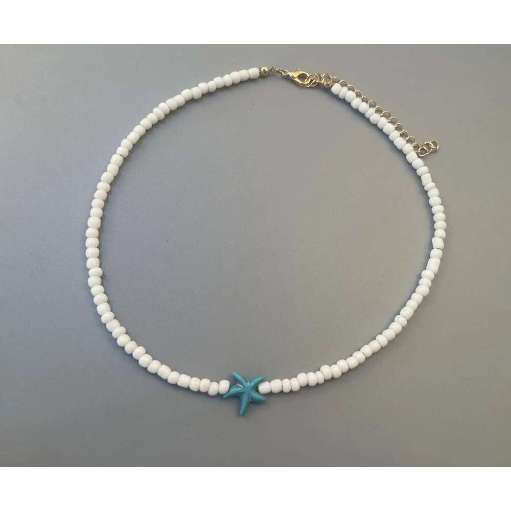 Couple Bohemian Rice Bead Necklace Handmade Beaded Clavicle Chain Beach Personalized Starfish Jewelry
