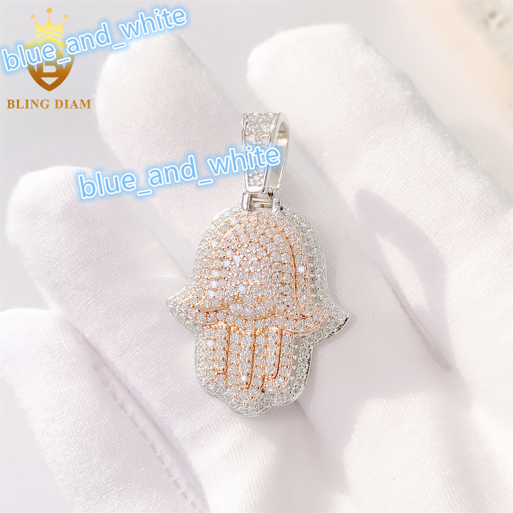 Designer jewelry Hip Hop Jewelry Iced Out Custom Necklace Rapper Hand of Fatima Moissanite Necklace 925 Silver VVS Mossanite Men's Pendant