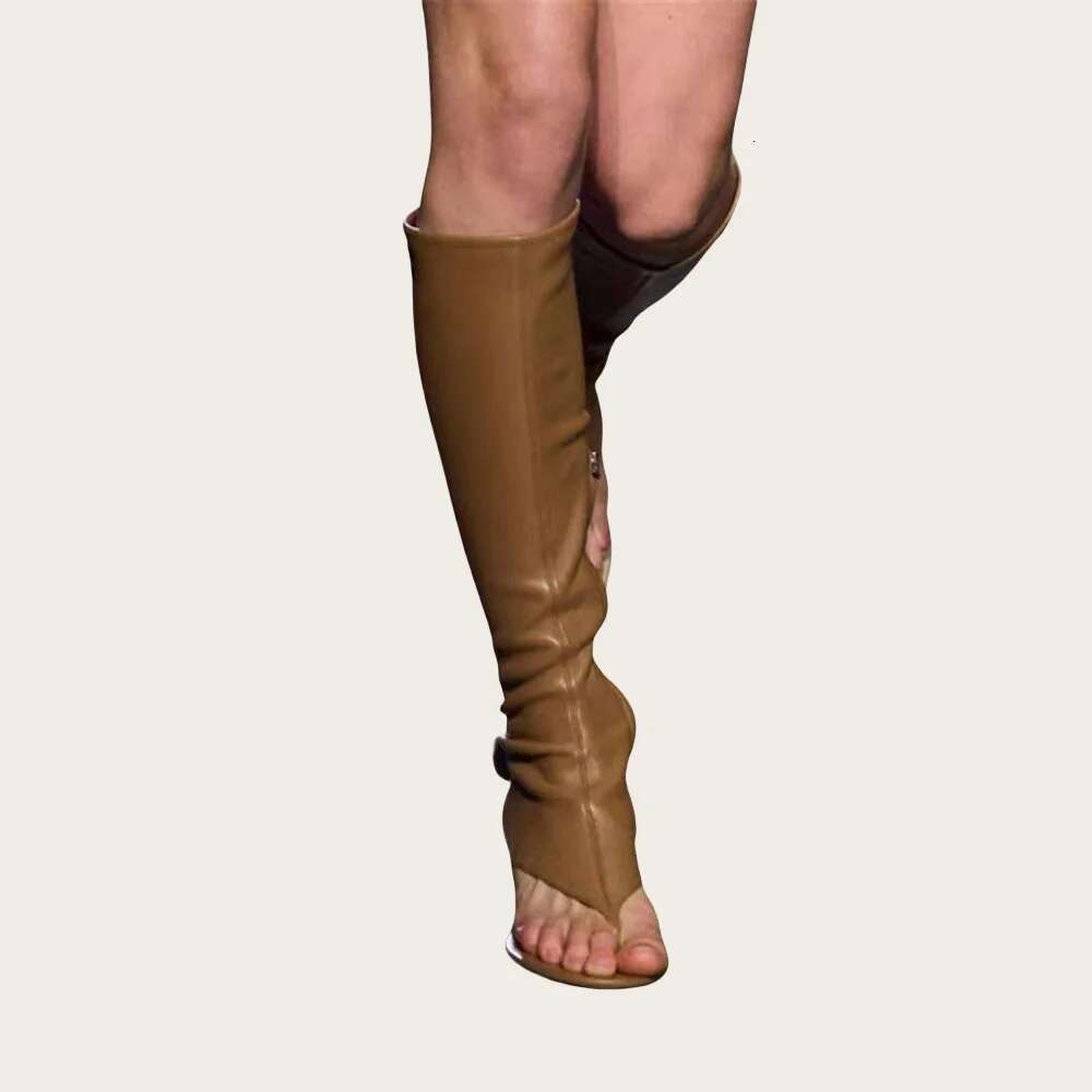 New Open Toe Clip-on Ankle Boots For Designer Fashion Women Shoes Low Comfortable Sandals Side Zipper Party High Heel