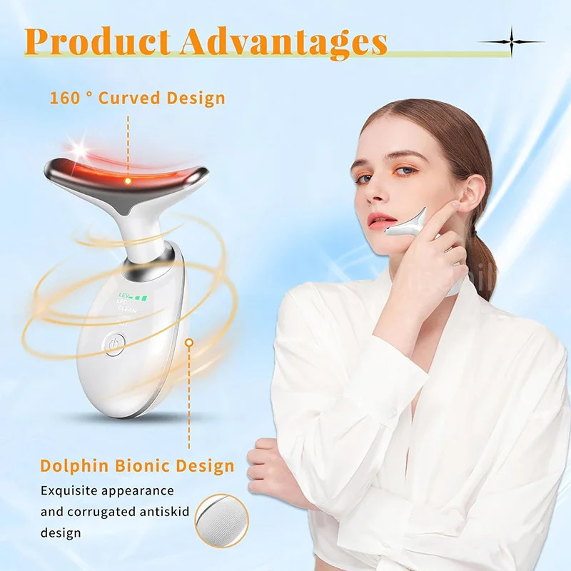 7 Colors Anti Wrinkle Massager Neck Face Beauty Device Skin Tighten Lift Device Reduce Double Chin Skin Care Tool 250422