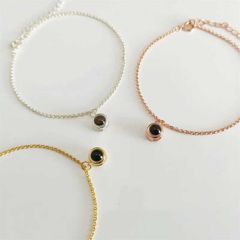 Stainless Steel Custom Po Bracelet for Couples Personalized Picture Projection Bracelets Circle Po Bracelets for Women 250430
