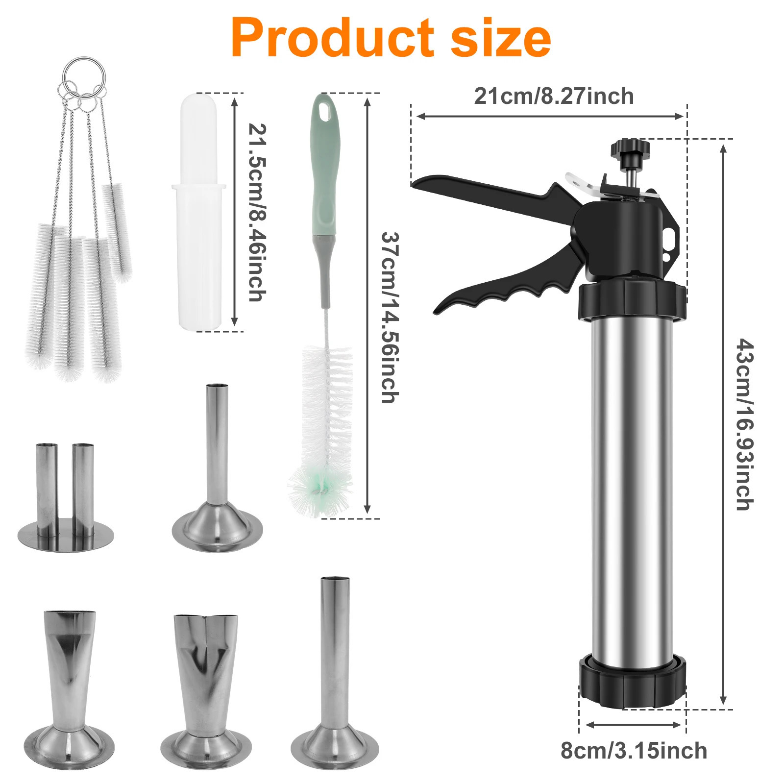 Stainless Steel Sausage Stuffer Kit Manaul Meat Syringe Jerky Gun Kitchen Homemade Canned Sausage Tool with Thickened Handles 250429