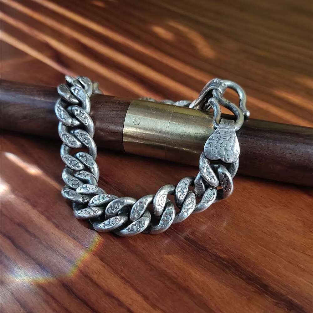 Wholesale Hip Hop Jewelry Luxury Silver 925 Cuban Bracelet Vintage Gothic Men Cuban Link Bracelet
