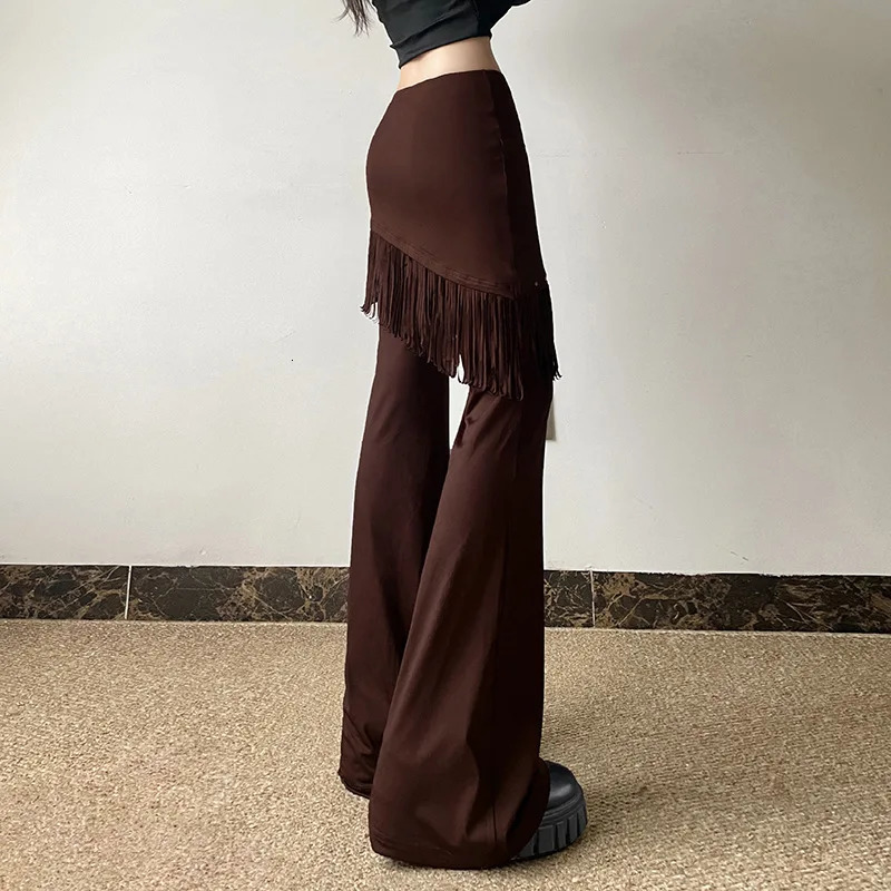 Womens hiphop low waisted bell bottoms with bolted edges 2piece fantasy dance Trouser fashionable boot niche 250428