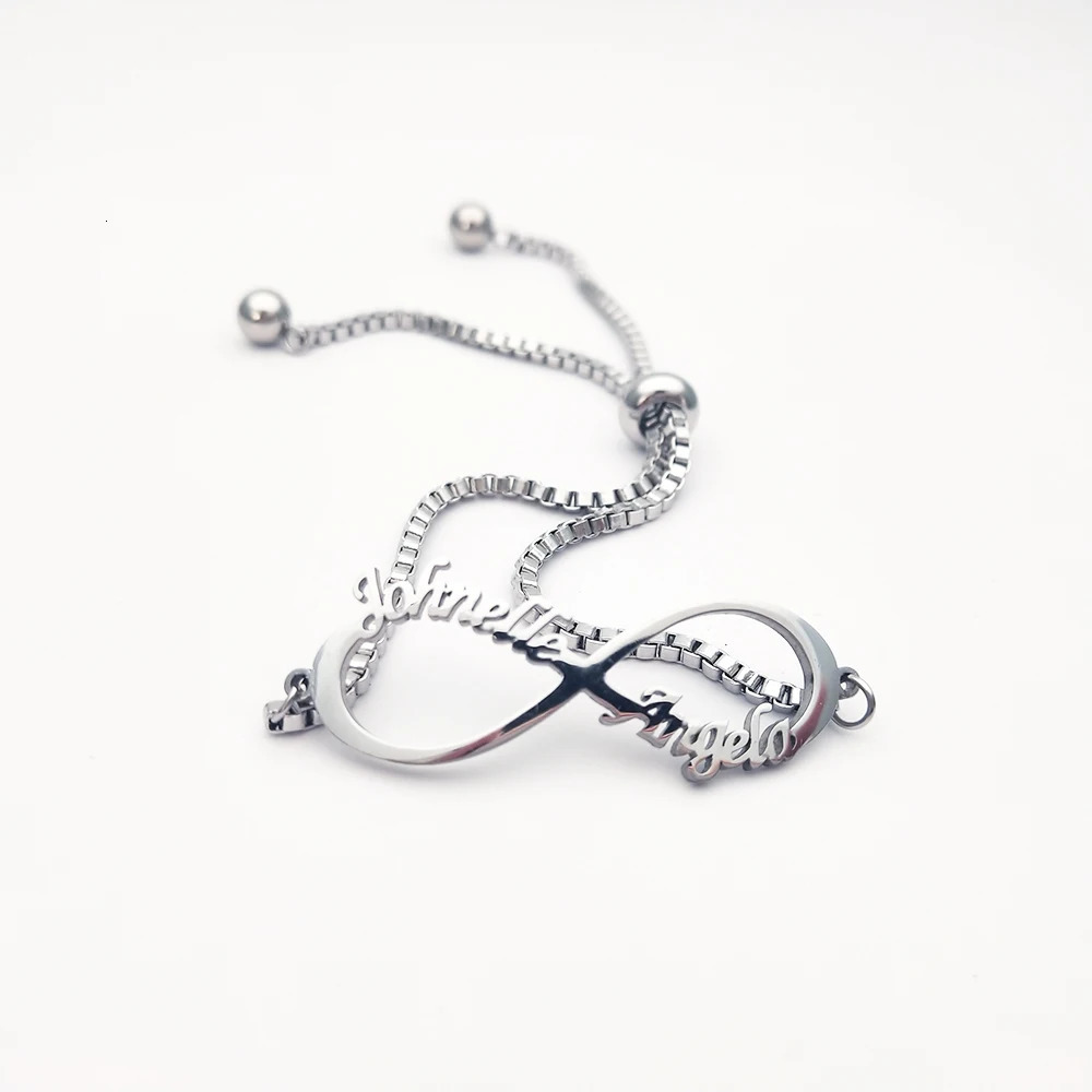 Tangula Personalized Custom Name Bracelet Mom Infinity Adjustable Bracelet Stainless Steel with Kids Names Gift for Mom Jewelry 250430