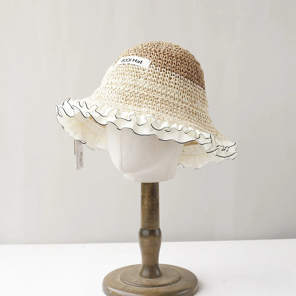Womens Sun Hat Colorful Beach Hat Womens Summer Straw Hat Foldable Chapeau Womens Beach UV Protective Hat 250430