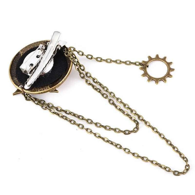 Retro Steampunk Wing Brooches Gear Skull Tassel Chain Lapel Pins Men Shirt Suit Badge Jewelry Accessories