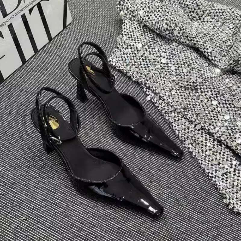 Sexy Ankle Buckle Sandals Satin Pointed Toe Solid Color Cross Strap High Heels Banquet Party Women's Shoes