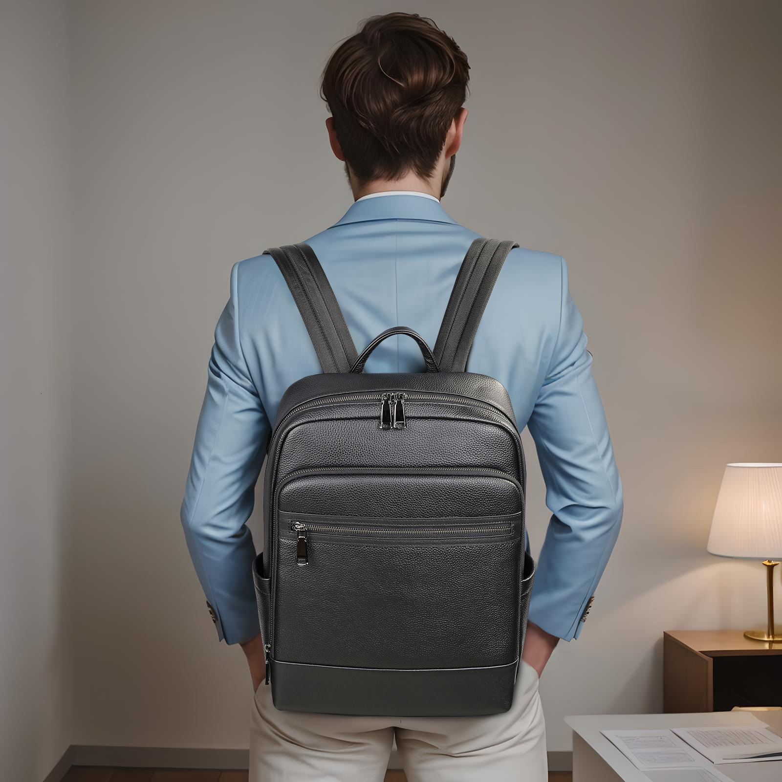 Malunte genuine leather cowhide backpack, men's bag, high-end business computer backpack collection, men