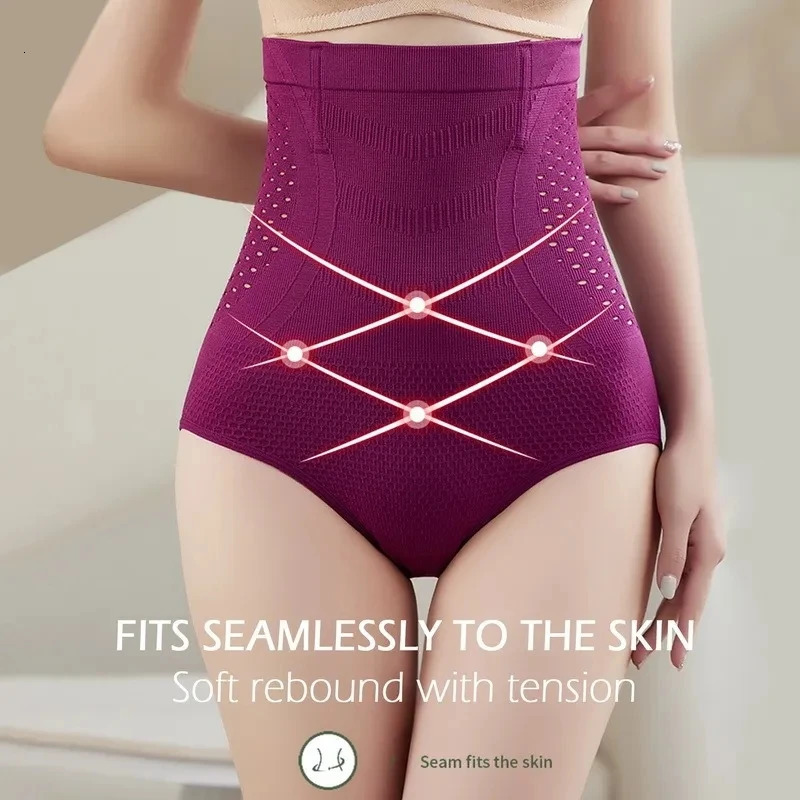 High waisted flat abdomen slimming underwear seamless womens sexy hollow breathable cotton shaping 250430