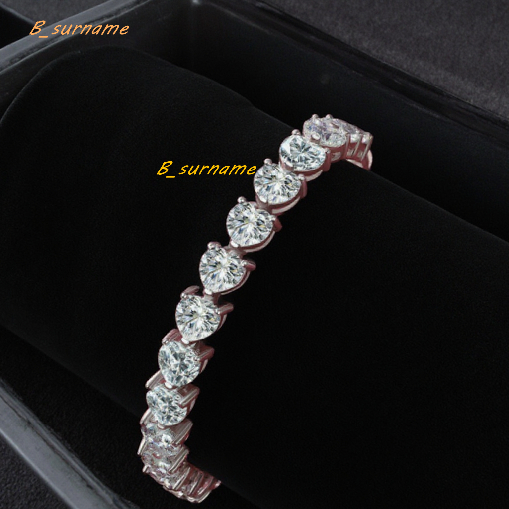 Elegant 1 Ct Heart Lab Moissanite Tennis Bracelet 18K Gold Plated 925 Sterling Silver Tennis Chain for Men and Women Party