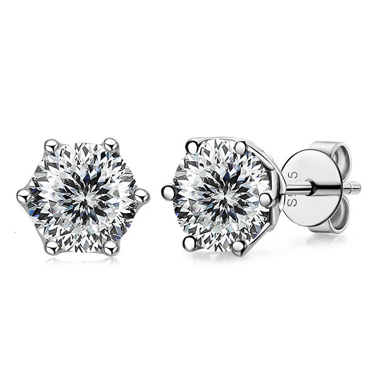 Butterflykiss Real 1 CT D Color Stud Earrings For Women Top Quality 925 Sterling Silver Sparkling Wedding Jewelry 250420