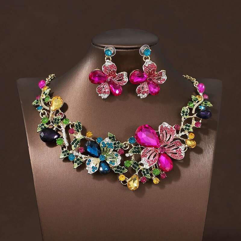 Itacazzo Decorative Props Dreamlike Style Romantic Dazzling Ladies' Necklace Earrings 3 Pcs Set For Important Ocns