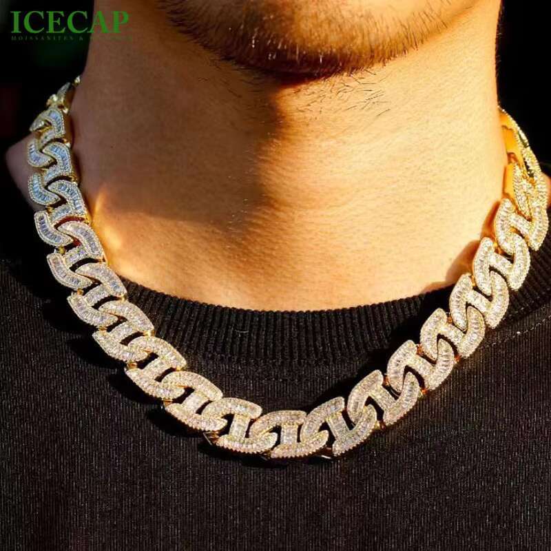 925 Silver Hip Hop Jewelry Rose Gold Plated Moissanite Cuban Link Chain Necklace Moissanite Diamond Iced Out Cuban Chain for Men