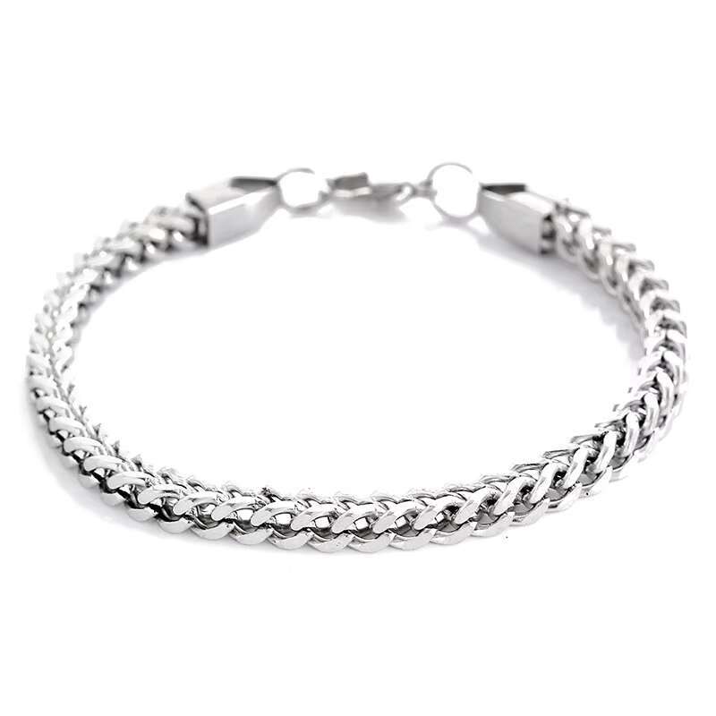 Stainless Steel Double Layer Chain Mens Bracelets Bangles Fashion Braided Bracelet Bangle Men Hip Hop Party Rock Jewelry