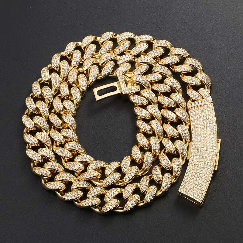 Factory Directly Jewelry Iced Men Fashion 10mm CZ Cuban Chain Hip Hop Jewelry Bling Necklace Hiphop Cuban Link Chain