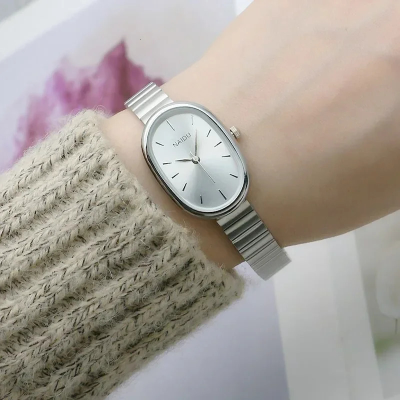 Oval small dial womens quartz watch stainless steel bamboo strap girl student casual fashion gift watch direct 250425