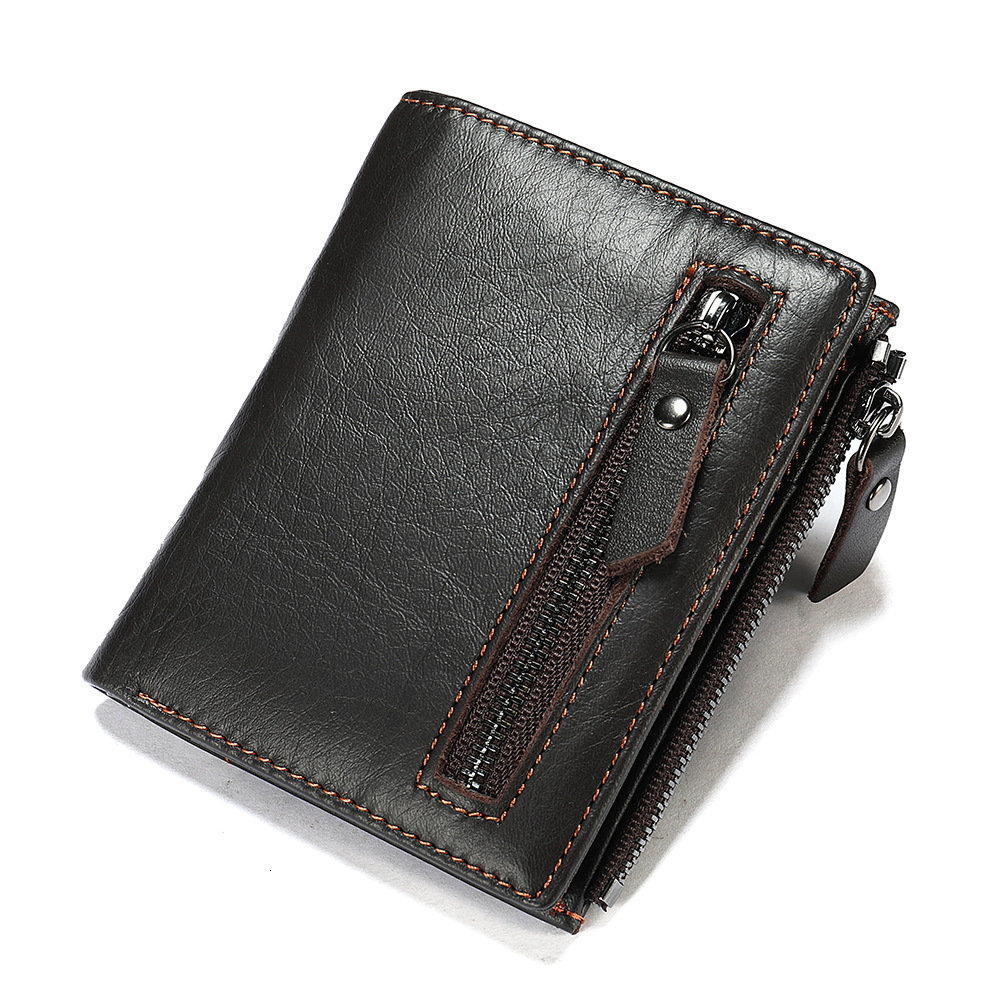 Men's Genuine Leather Zero Leisure Vertical Top Layer Cowhide USD Clip Wallet Trendy