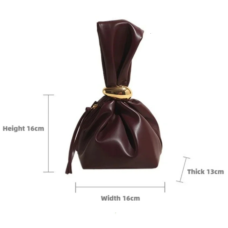 Personalized soft leather clutch bag womens pleated mini bucket temperature side zipper party evening 250428