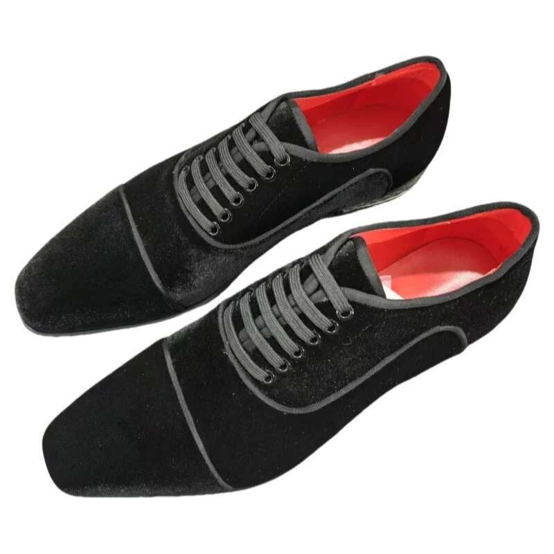 Casual Loafers Men Veet Lace Up Dress Men's Flat With Metal Decoration Suit Banquet Large Size Oxford Shoes