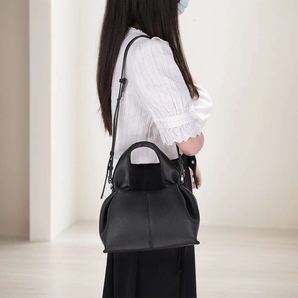 Dumpling Clutch Purse Solid Color Fashion Handbag With Removable Strap Retro Crossbody Top Handle Bag For Women