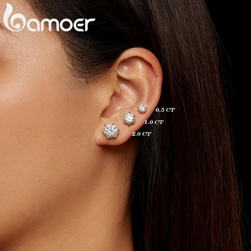 Classic Stud Earrings S925 Silver D Color Brilliant Round Cut Lab Created Diamond Wedding 18k Gold Earrings 250420