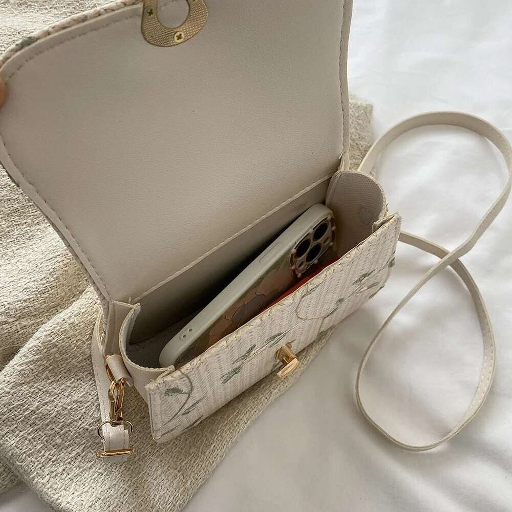 Fashion Lace Flower Shoulder Crossbody Straw Summer Beach Shopper Bag Ladies Handmade Woven Brand Designer Handbag For Girl Bag