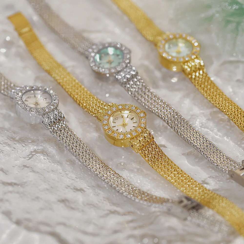 New Ladies Watches High-End Elegant Dia Green Dial Quartz Watch Women's Vintage Dress Bracelet Wristwatch Gift Clock