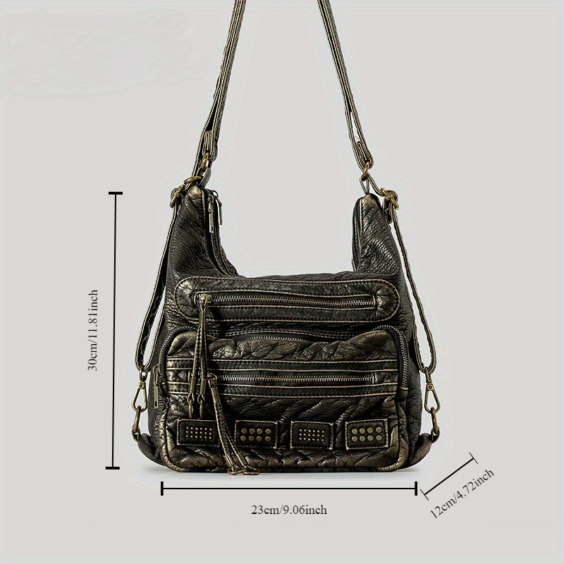 Ladies' soft leather European and American retro shoulder bag, Japanese and Korean trendy commuting crossbody bag