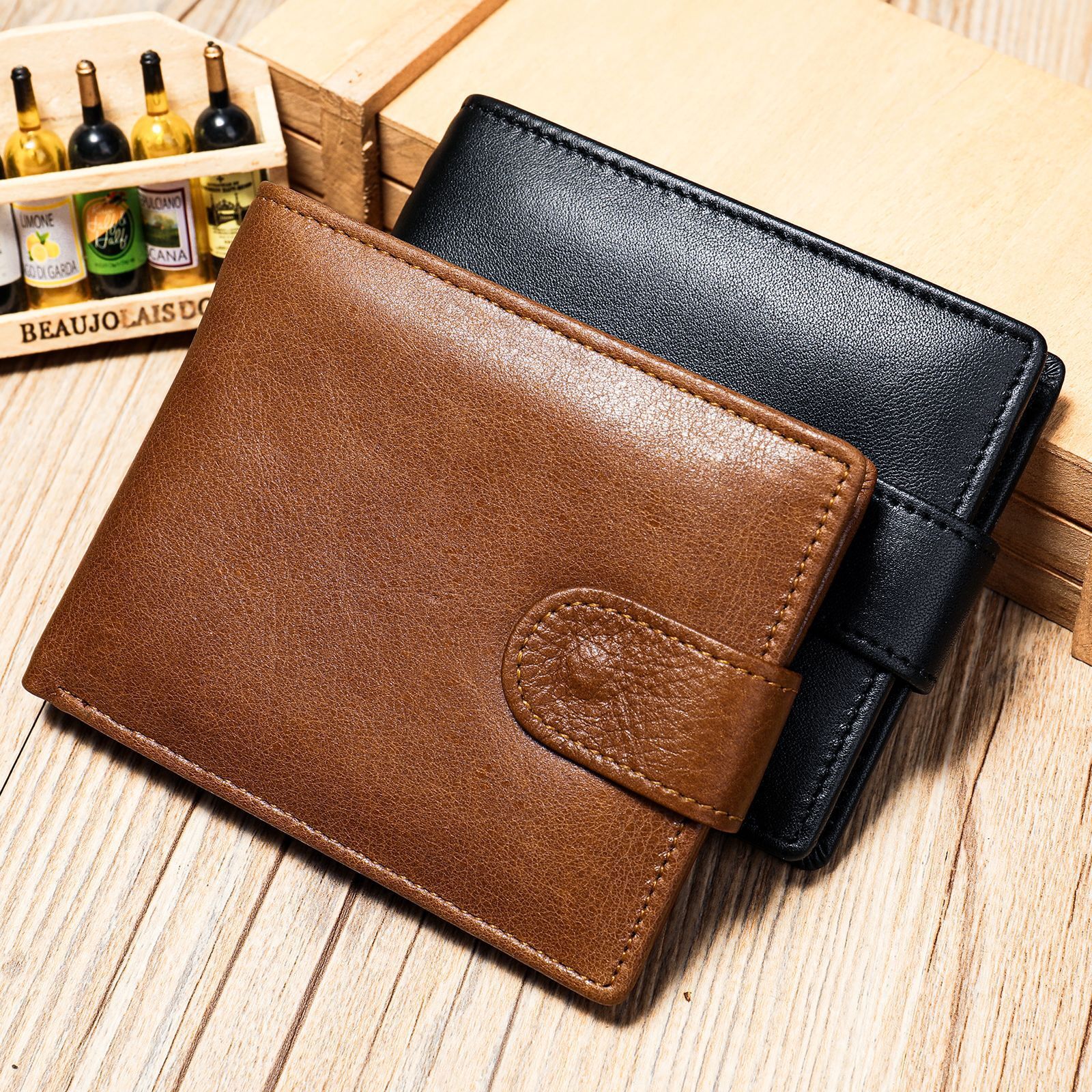 Malunte genuine men's short zero 2023 new multi slot leather top layer cowhide wallet for men