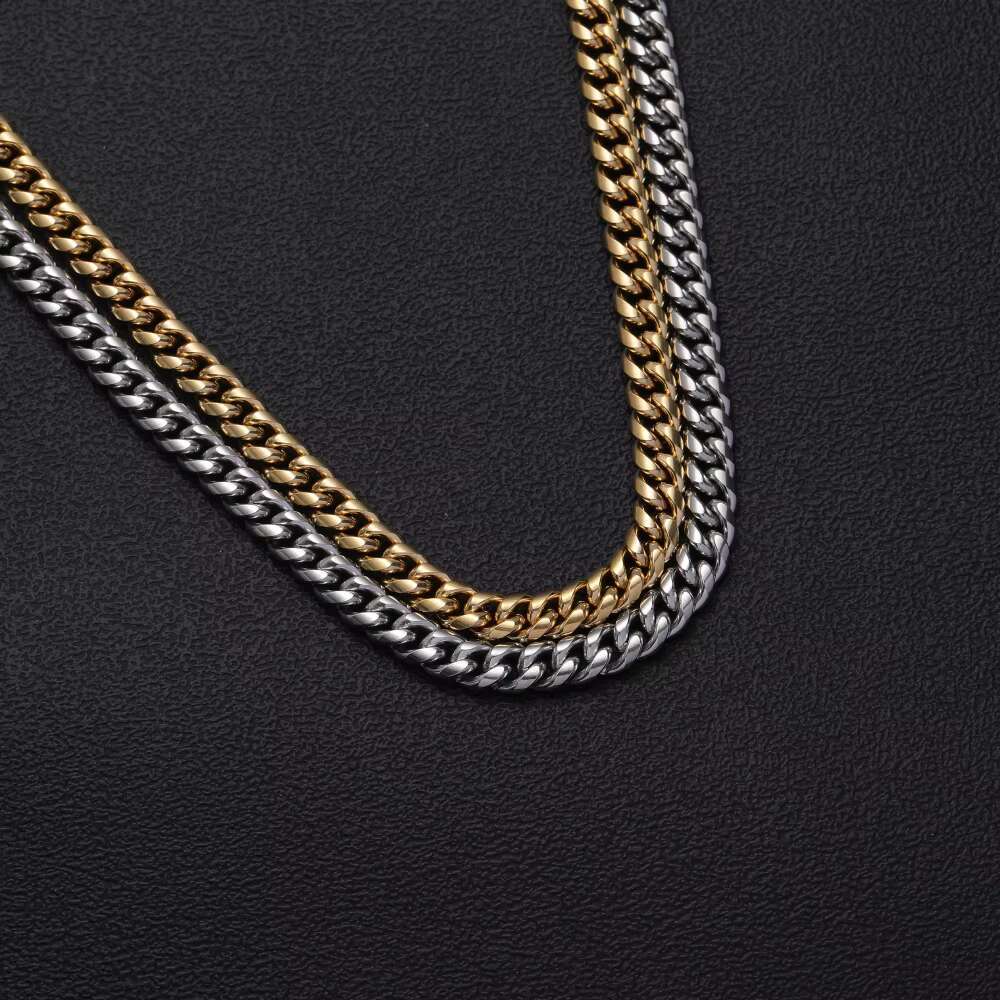 SC003 8mm Stainless Steel Cuban Link Chain Hip Hop Chain Necklace