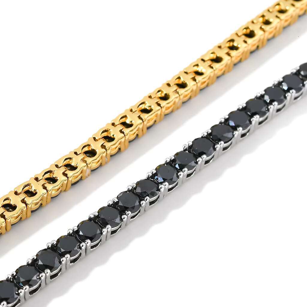 BES 4mm Fashion Men Women Jewelry Set CZ Iced Out Bling 5A Cubic Zirconia Black Tennis Chain Bracelet Necklace Hip Hop Jewelry