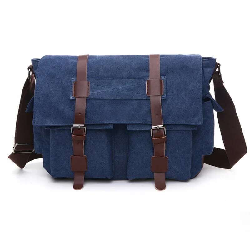 Men's Business Messenger Bags For Men Shoulder Vintage Canvas Crossbody Pack Retro Casual Office Travel Bag