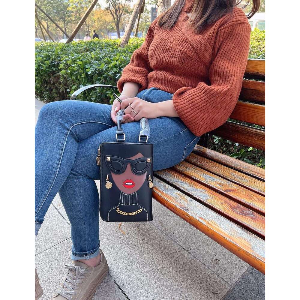 Novelty Unique 3D Lady Face PU Leather Top Handle Satchel Handbags for Women Funky Tote Purse Hobo Crossbody Shoulder bags
