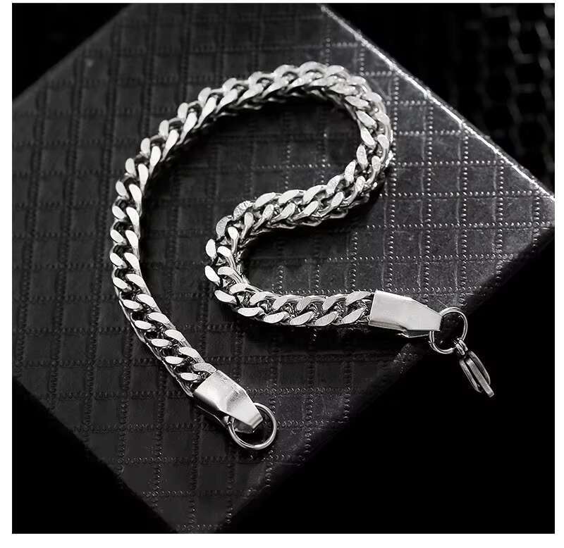 Stainless Steel Double Layer Chain Mens Bracelets Bangles Fashion Braided Bracelet Bangle Men Hip Hop Party Rock Jewelry