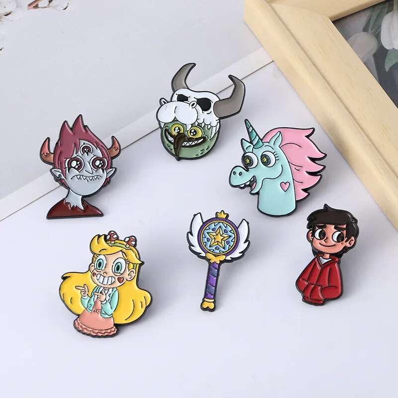 Classic Cute Princess Magic Wand Enamel Horn Anime Badge Girl Brooch Cartoon Lapel Pin Gift Jewelry For Friend Wholesale