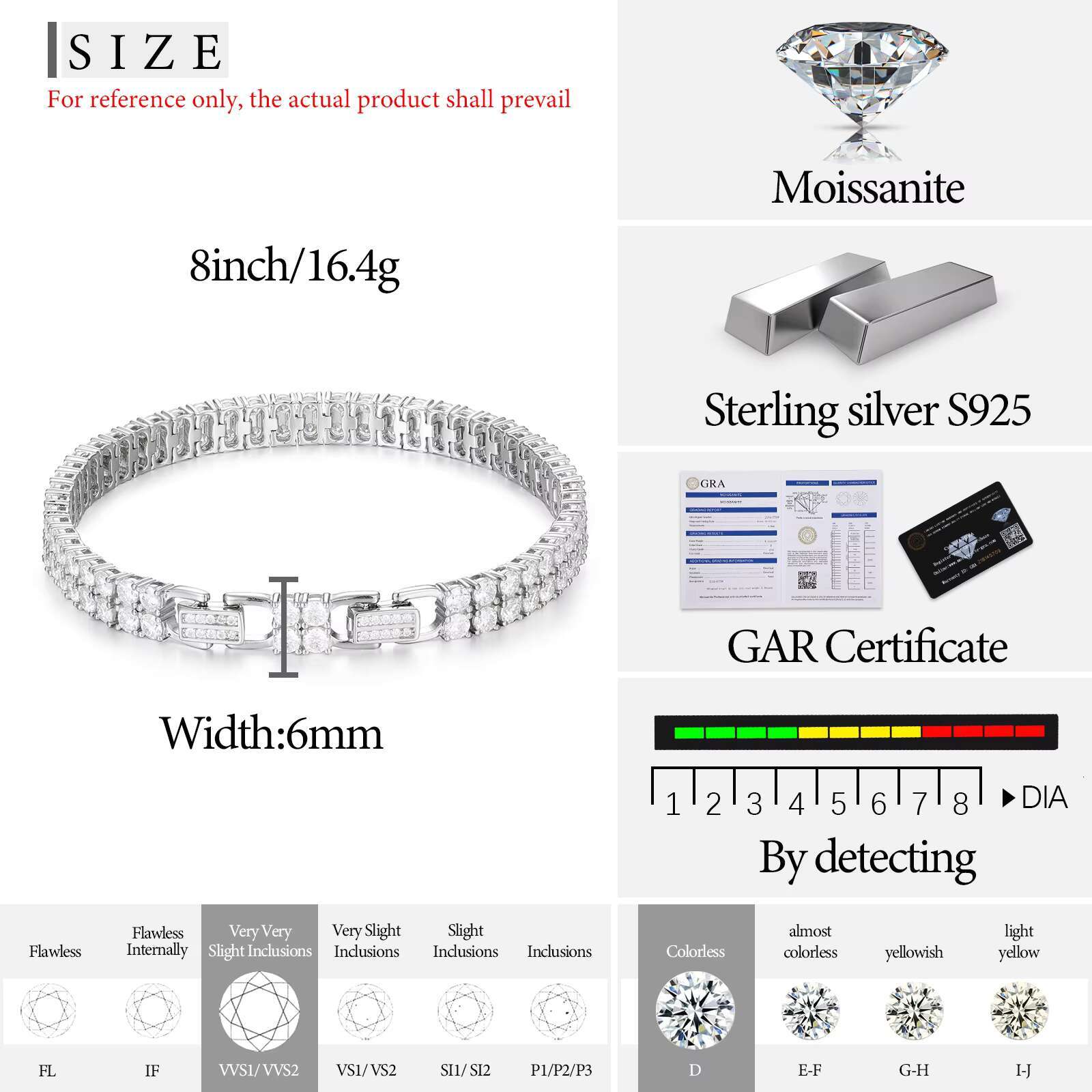 Luxury Hip Hop Jewelry 6mm Iced Out 2 Rows Vvs D Color Moissanite Bracelet 925 Silver Men Moissanite Tennis Bracelet