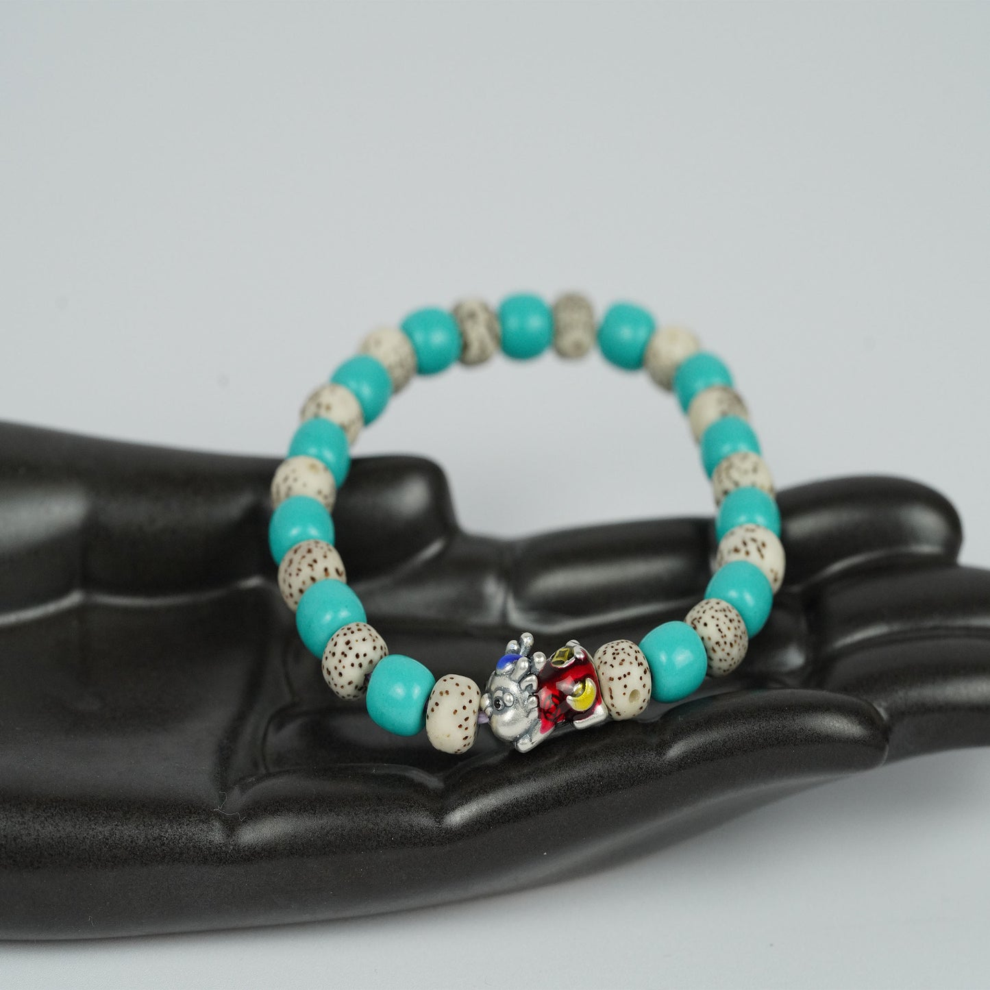 Chinese Mythical Pi Xiu Bracelet -Turquoise/Bodhi Tri-Energy Wealth & Life Force Amulet