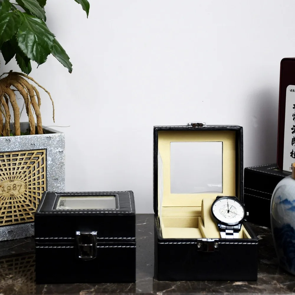 2 3 Mesh Watch Box PU Leather Black Watch Display Box Jewelry Storage Box Watch Storage Box 250430
