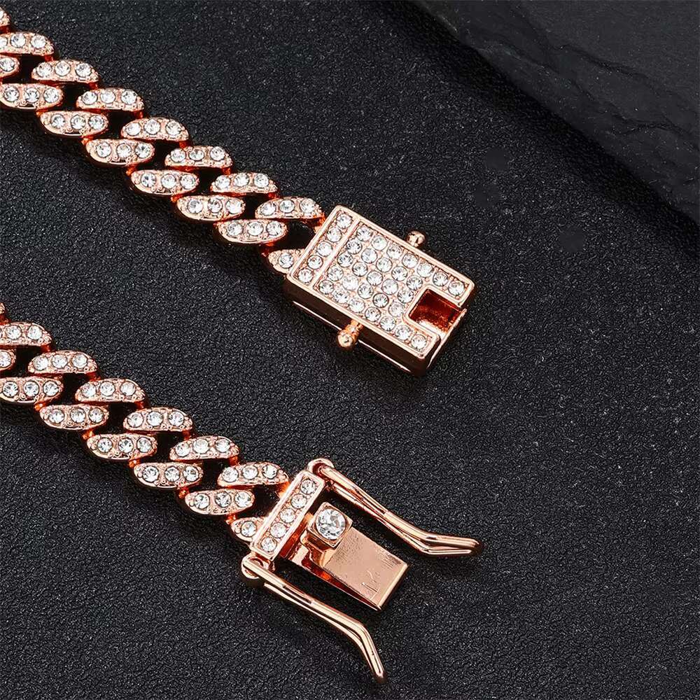 TikTok Viral Layered CZ Chains Set 8mm 18 Iced Out Bling Cuban Chain Necklace Hiphop Jewelry for Man Woman