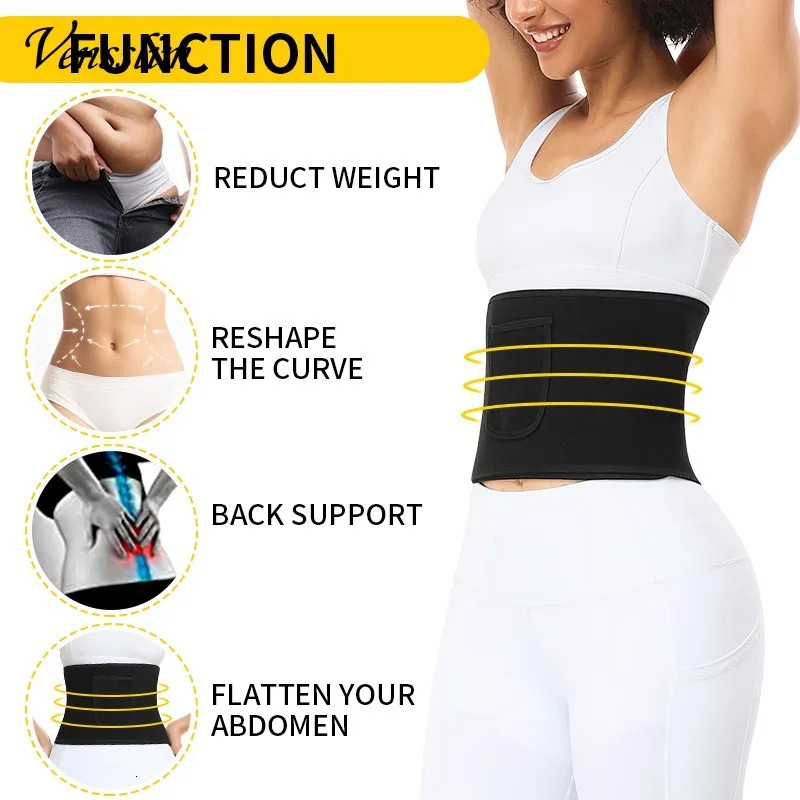 Vensslim Womens Waist Training Belt Pocket Free Adjustable Abdominal Trimmer Sauna Sweat Body Shaping Exercise Girl Shape 250430