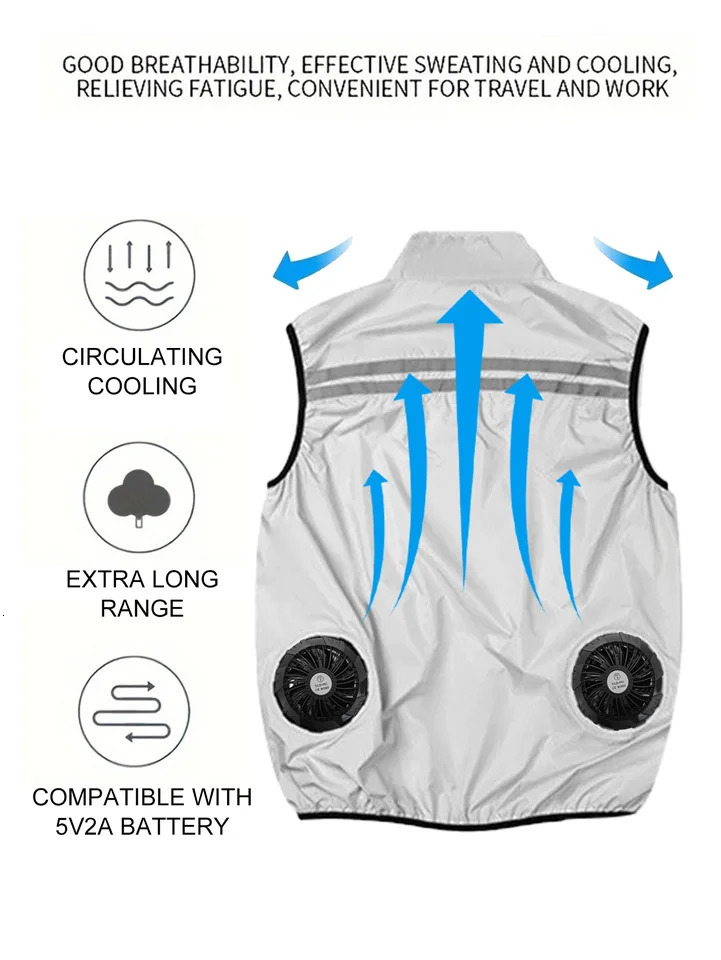 Mens set fan summer cooling casual style 250428